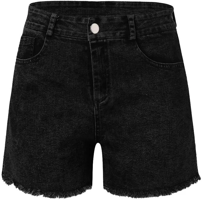 Womens High Waisted Denim Shorts Stretchy Summer Ripped Distressed Jean Shorts Casual Trendy Frayed Raw Hem Shorts
