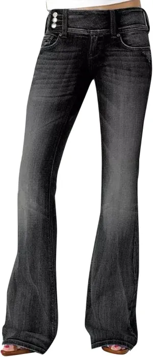Womens High Waisted Jeans Flare Stretch Boyfriend Bootcut Casual Wide Leg Denim Pants Bell-Bottomed Jeans 2024