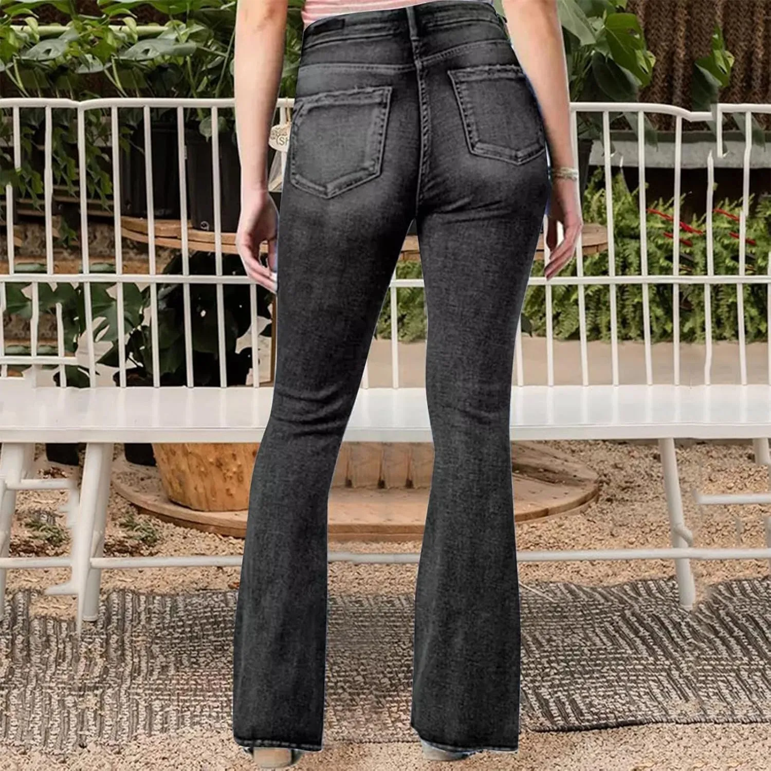 Womens High Waisted Jeans Flare Stretch Boyfriend Bootcut Casual Wide Leg Denim Pants Bell-Bottomed Jeans 2024