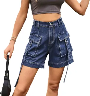Women's High Waisted Multi Pocket Denim Shorts, Casual Shorts