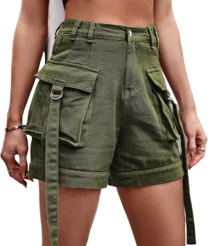 Women's High Waisted Multi Pocket Denim Shorts, Casual Shorts