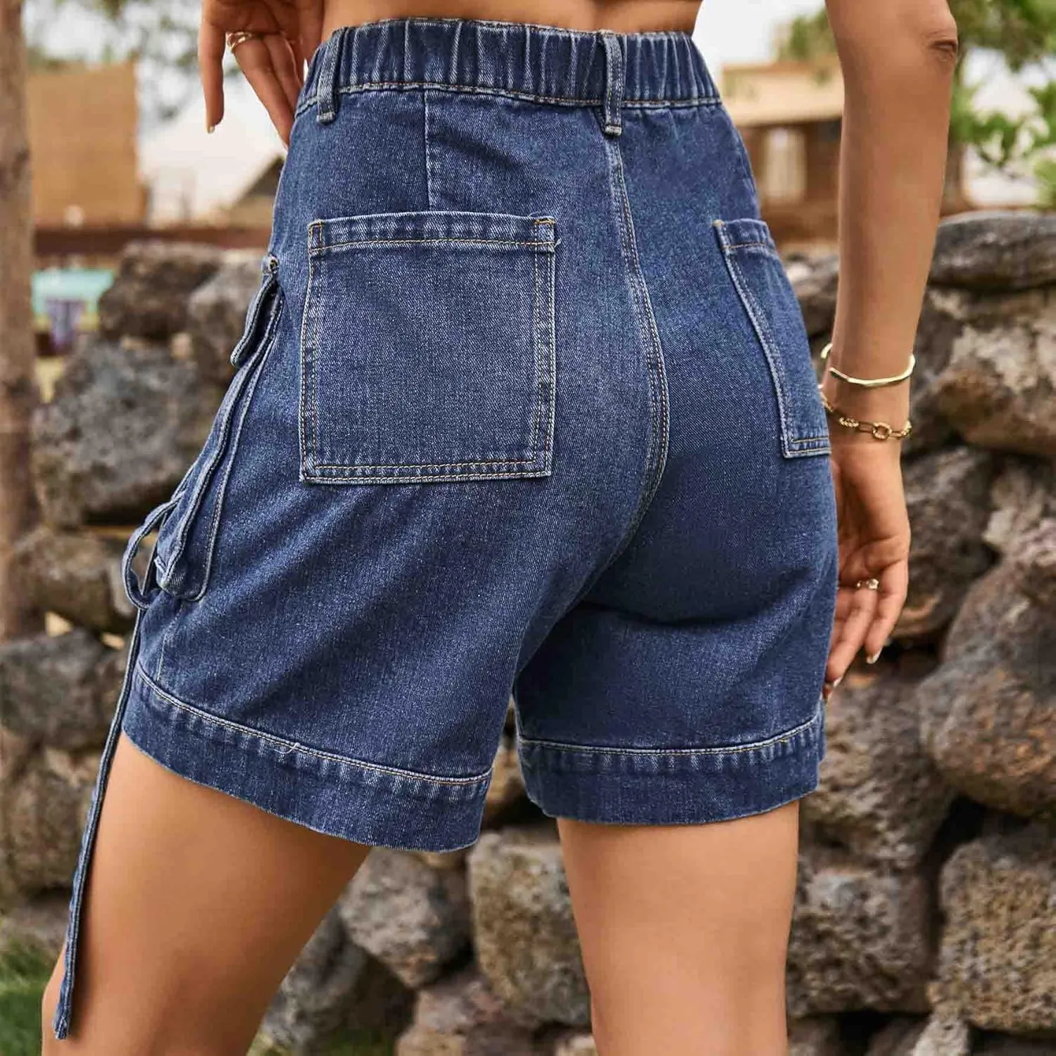 Women's High Waisted Multi Pocket Denim Shorts, Casual Shorts