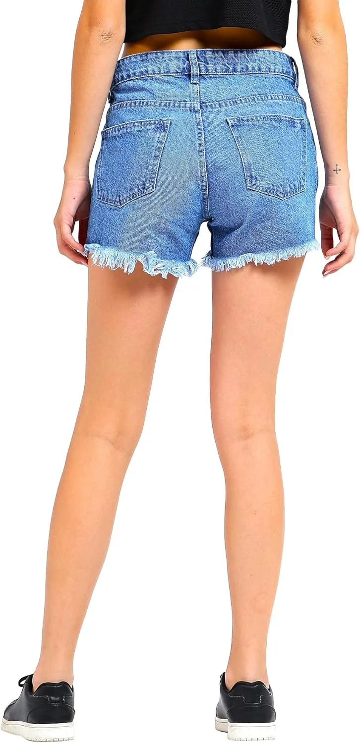 Women's High Waisted Ripped Distressed Casual Summer Denim Shorts