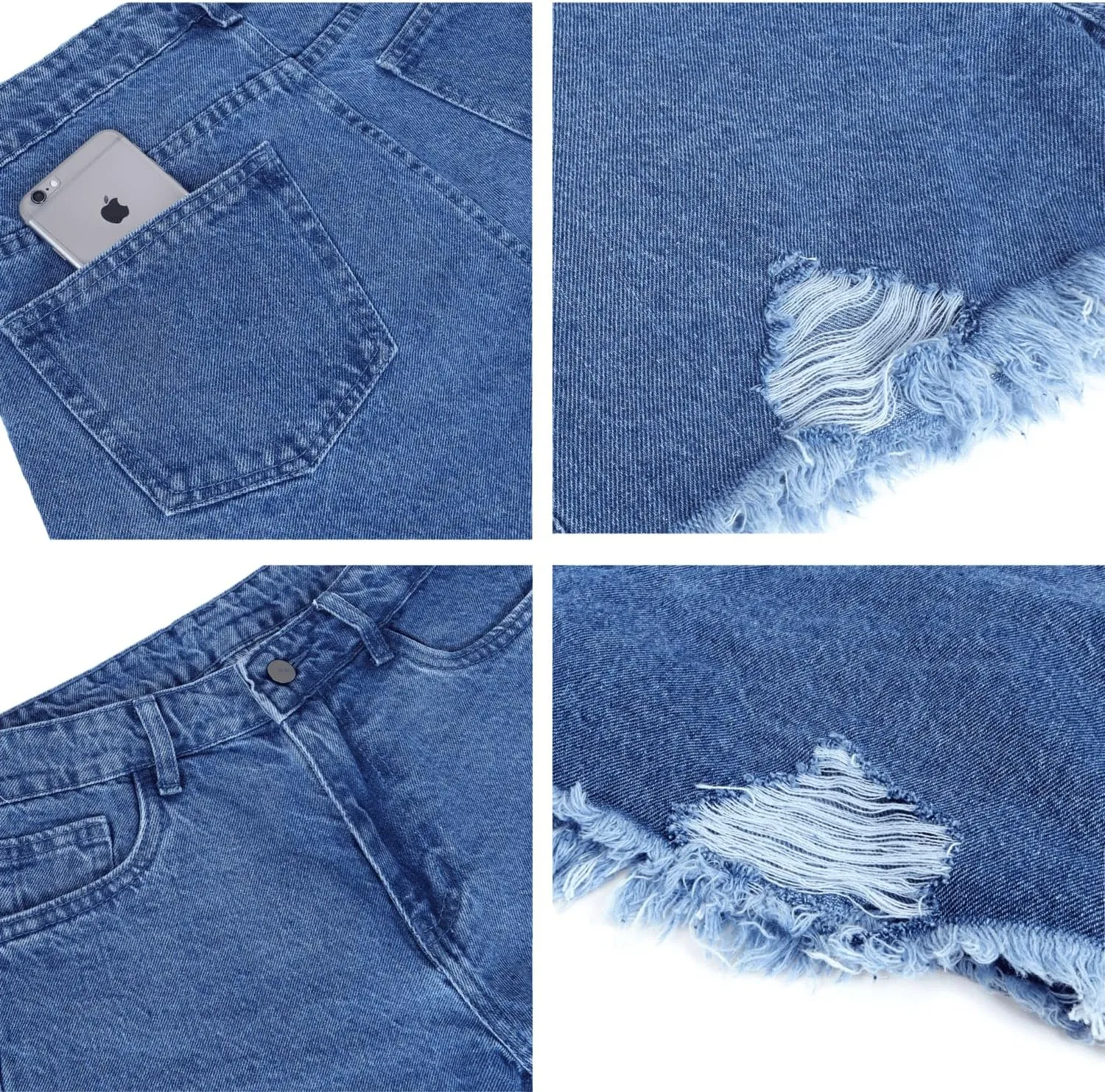 Women's High Waisted Ripped Distressed Casual Summer Denim Shorts