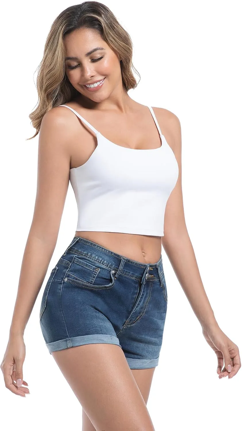 Women's High Waisted Stretchy Denim Shorts Cuffed Jean Shorts