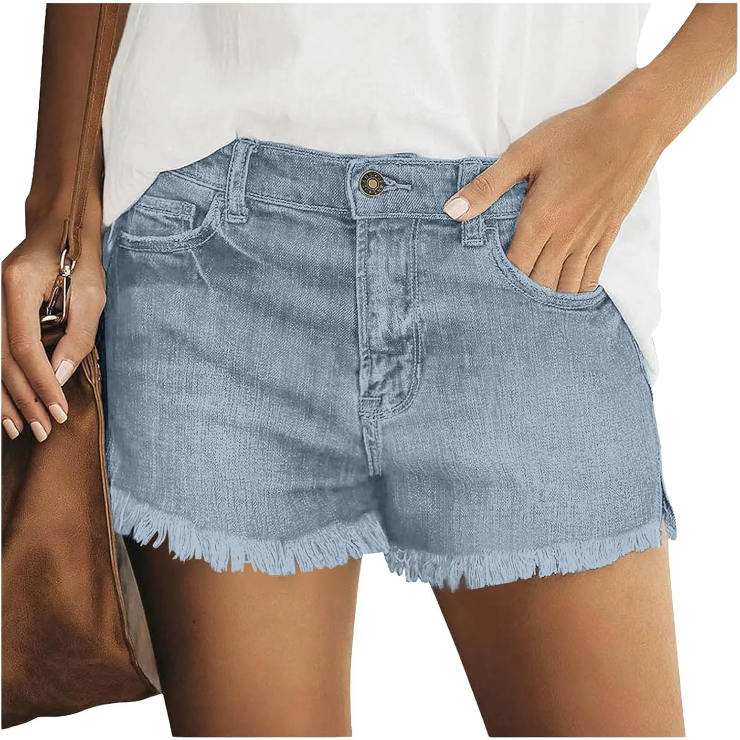 Womens Jean Shorts Summer High Waisted Stretchy Denim Shorts Ripped Frayed Raw Hem Trendy Jeans Short with Pockets 2025
