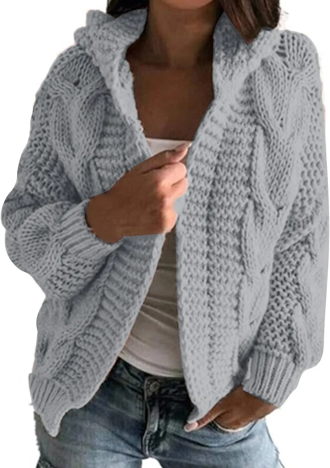Women's Knit Pocket Cardigan Long Sleeve Sweater Casual Loose Sweater Jacket Hearth and Plow