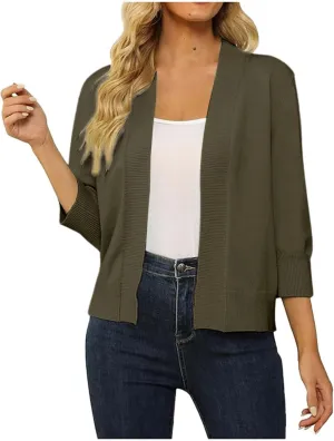 Women's Lightweight Lace Crochet Bolero Cardigan 3/4 Sleeve Knit Shawl Top Knit Cardigans Women Lightweight