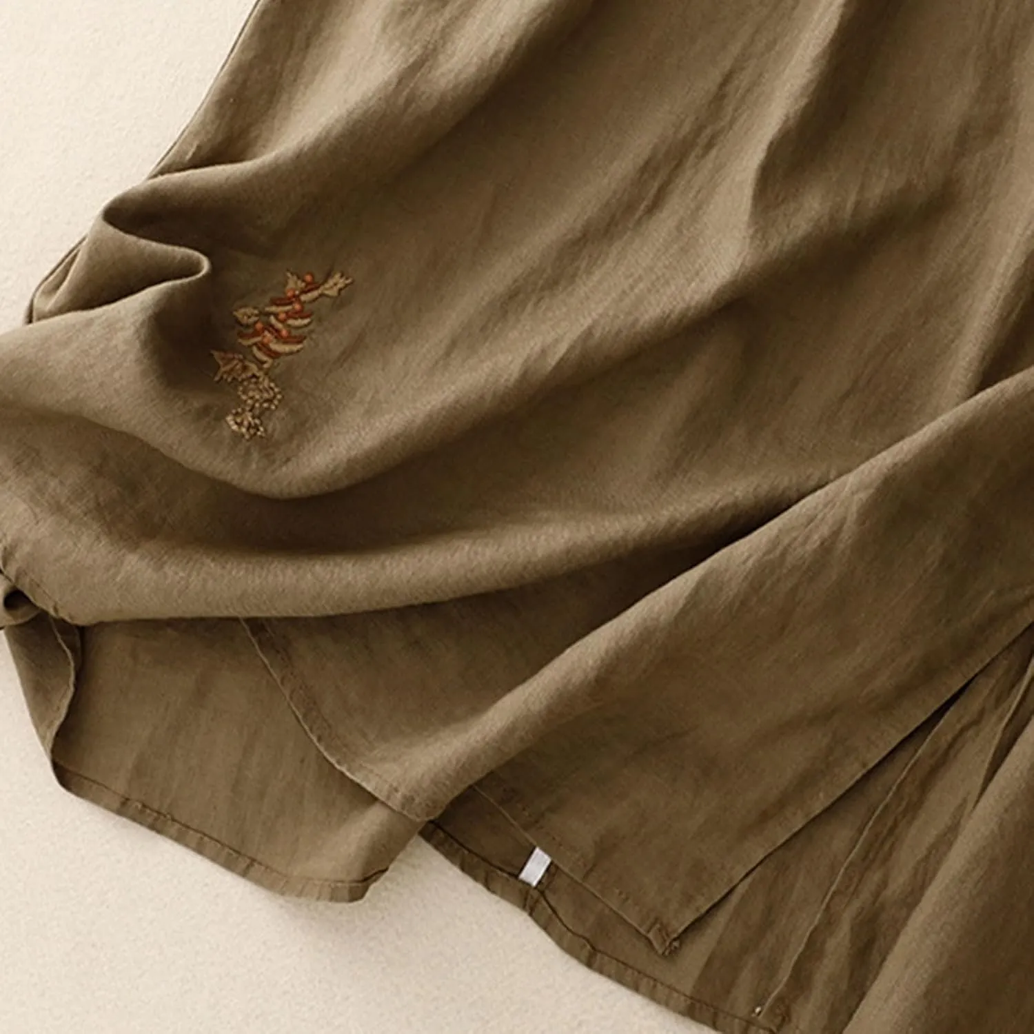 Womens Linen Cotton Skirts Drawstring Elastic Waist Comfy Loose Boho Skirts with Pockets Lightweight Sumnmer Skirts