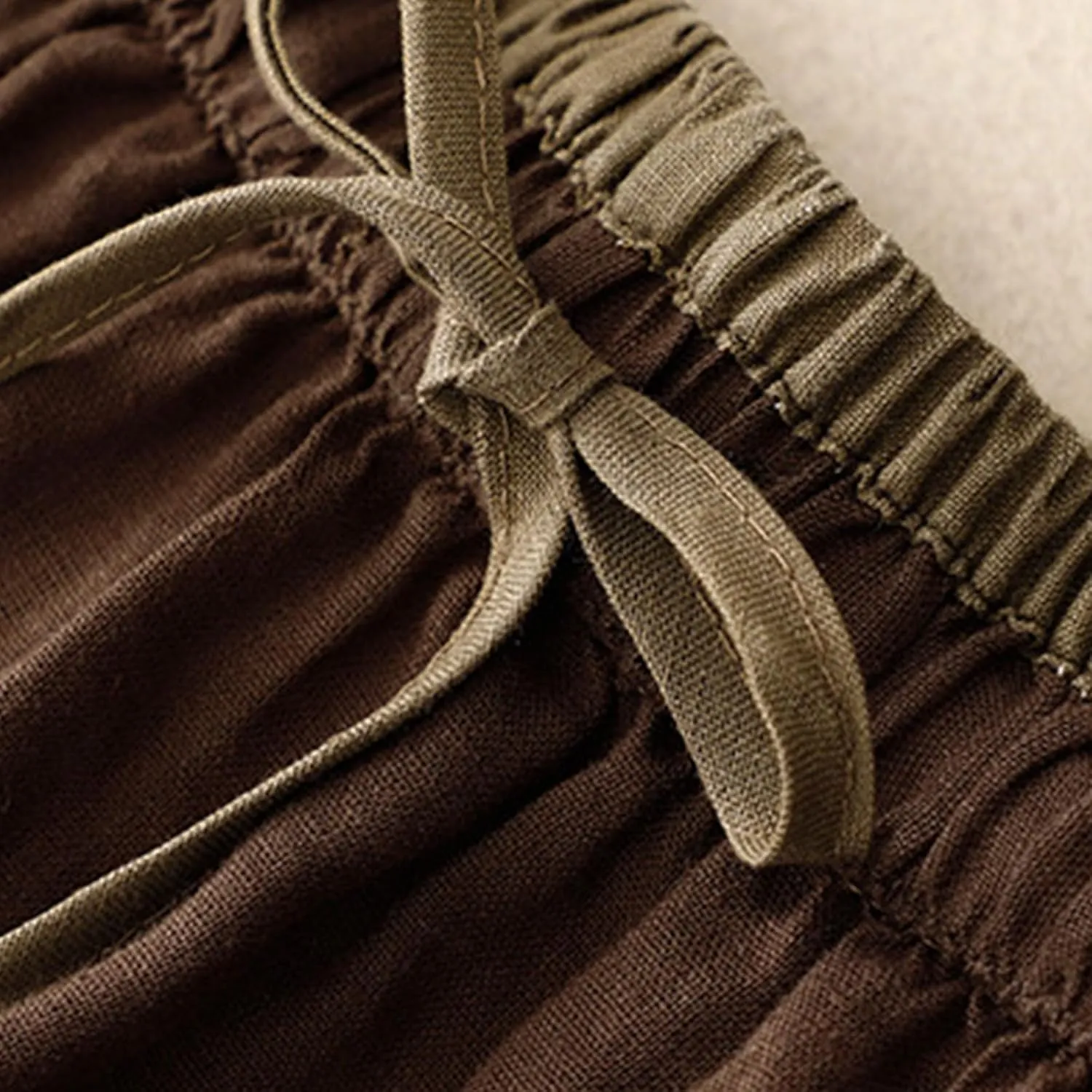 Womens Linen Cotton Skirts Drawstring Elastic Waist Comfy Loose Boho Skirts with Pockets Lightweight Sumnmer Skirts