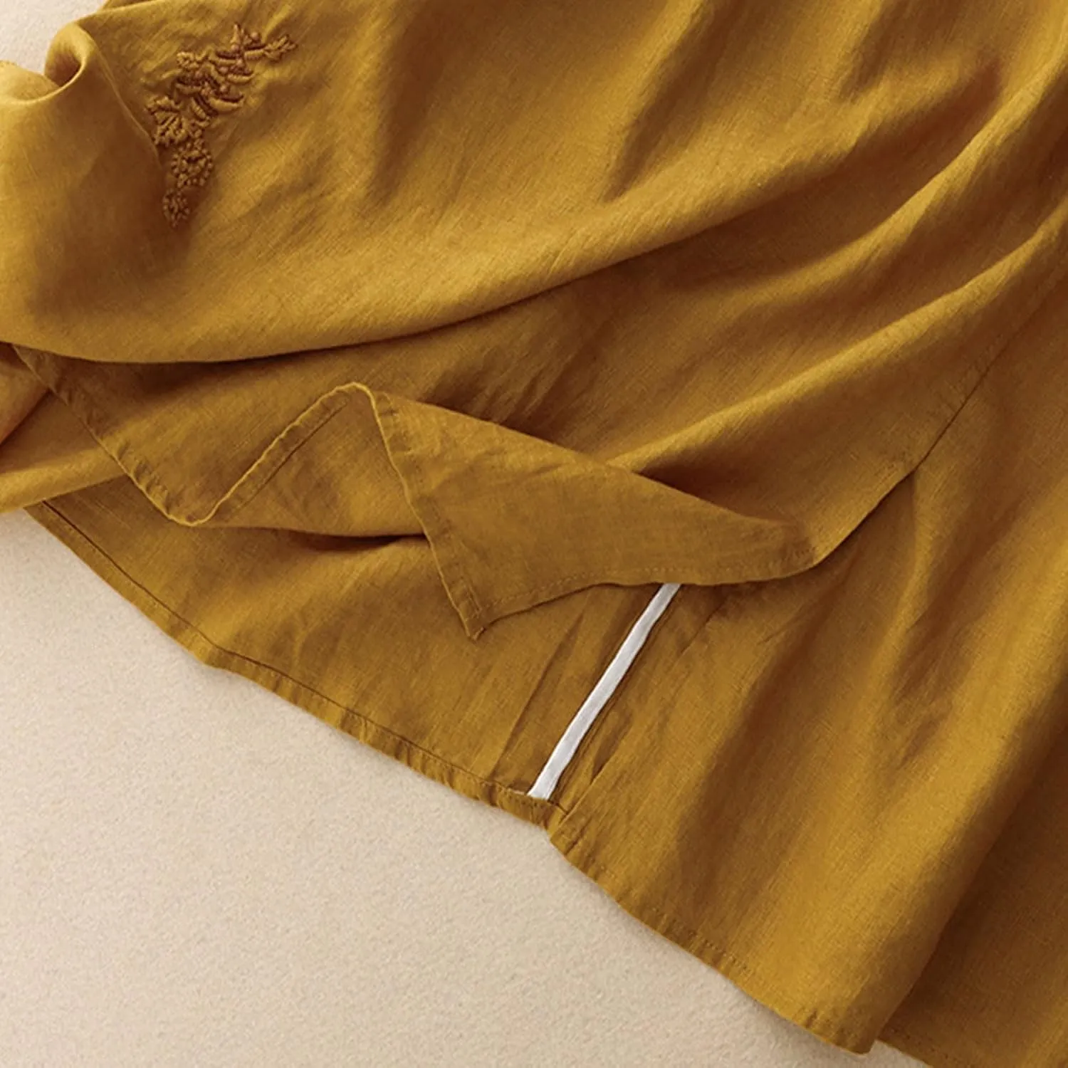 Womens Linen Cotton Skirts Drawstring Elastic Waist Comfy Loose Boho Skirts with Pockets Lightweight Sumnmer Skirts