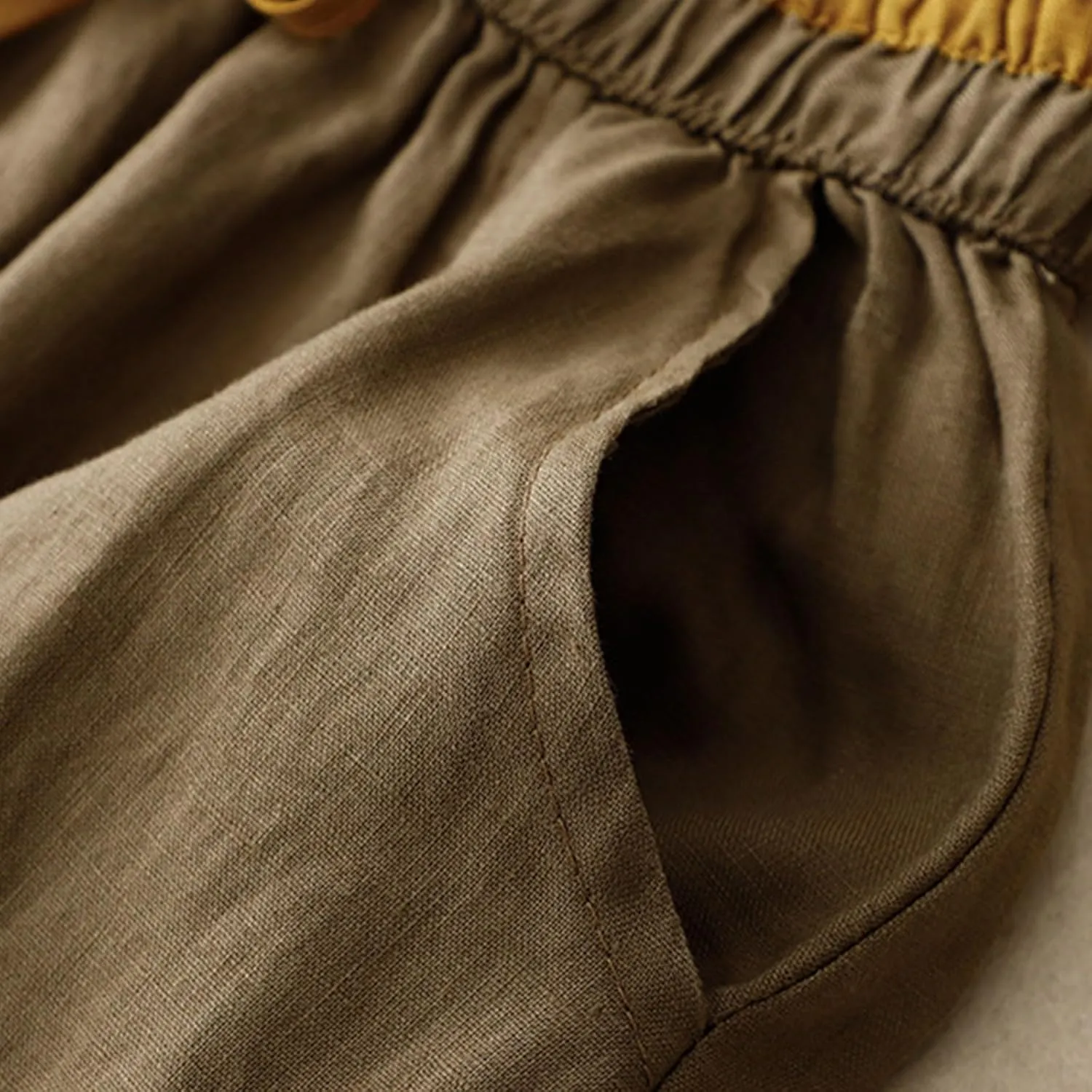 Womens Linen Cotton Skirts Drawstring Elastic Waist Comfy Loose Boho Skirts with Pockets Lightweight Sumnmer Skirts