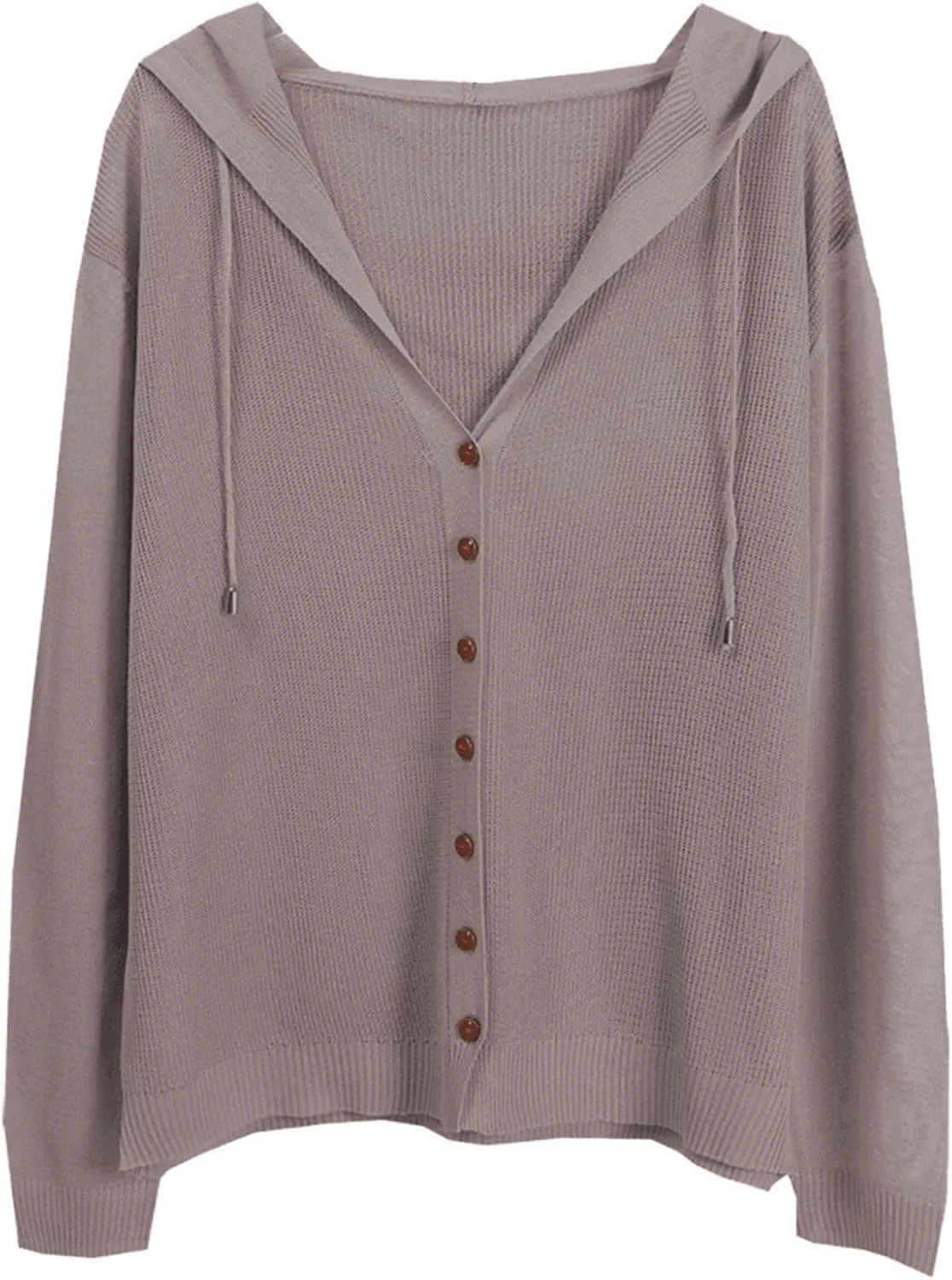 Women's Loose Off Shoulder Knit Cardigan with Hood for Spring and Summer Women Button up Cardigan