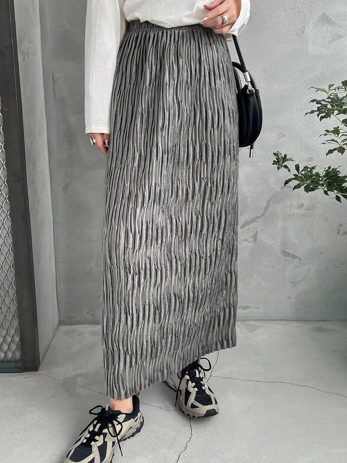 Women's Maxi Skirt Summer Midi Elastic Waist A-Line Skirt