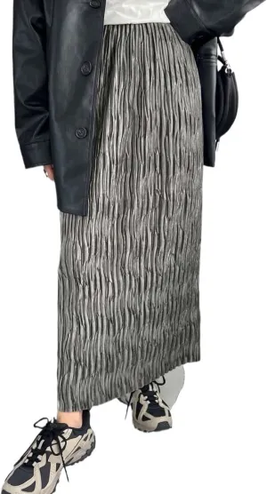 Women's Maxi Skirt Summer Midi Elastic Waist A-Line Skirt