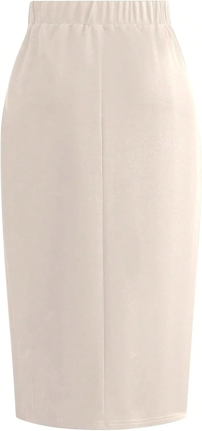 Women's Maxi Skirt Summer Midi High Waist Front Slit A-Line Skirt