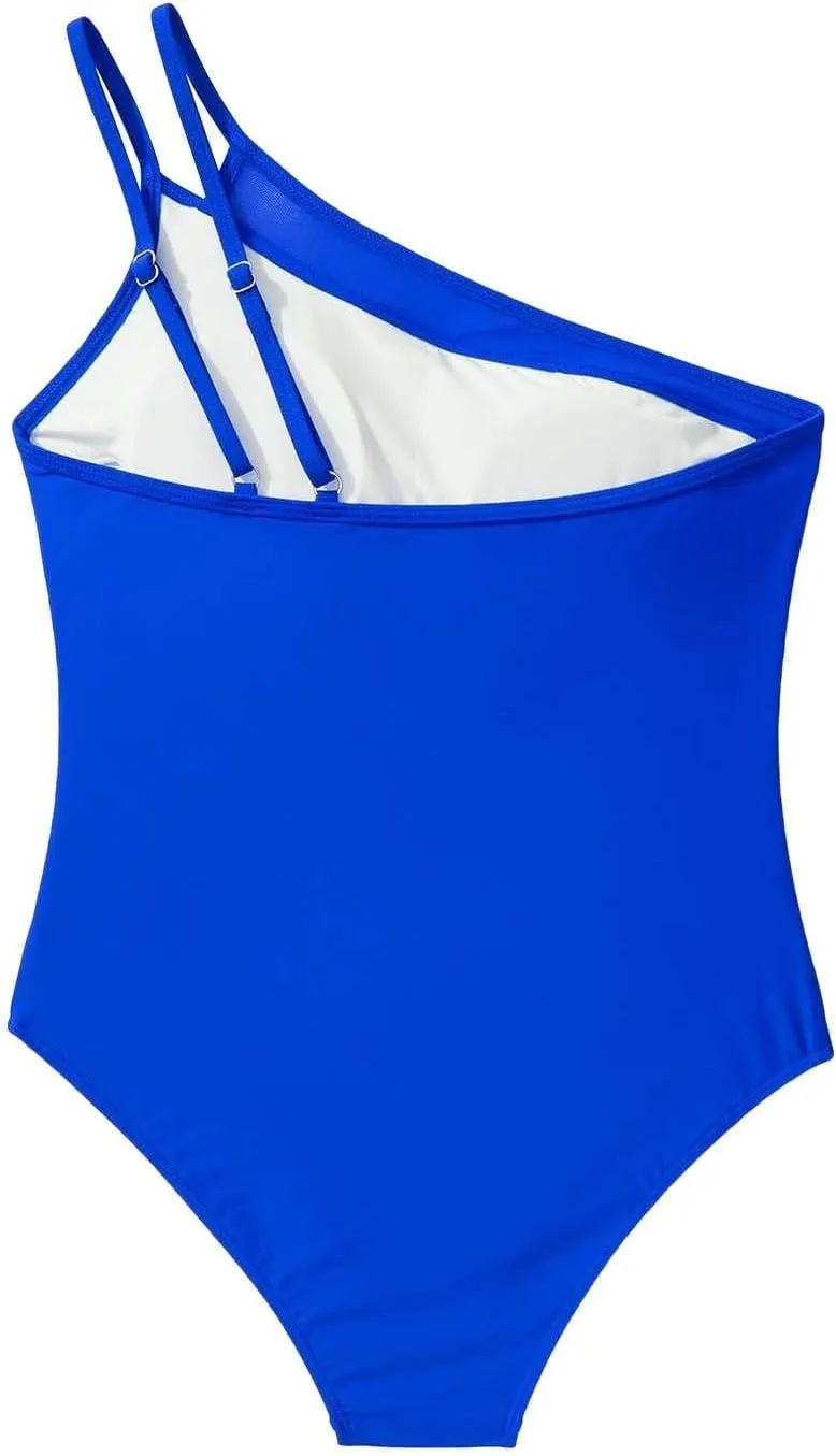 Women's One Piece Tummy Control Swimsuit Swimming Suit with Chest Pads Without Brackets with High Waisted Bottom