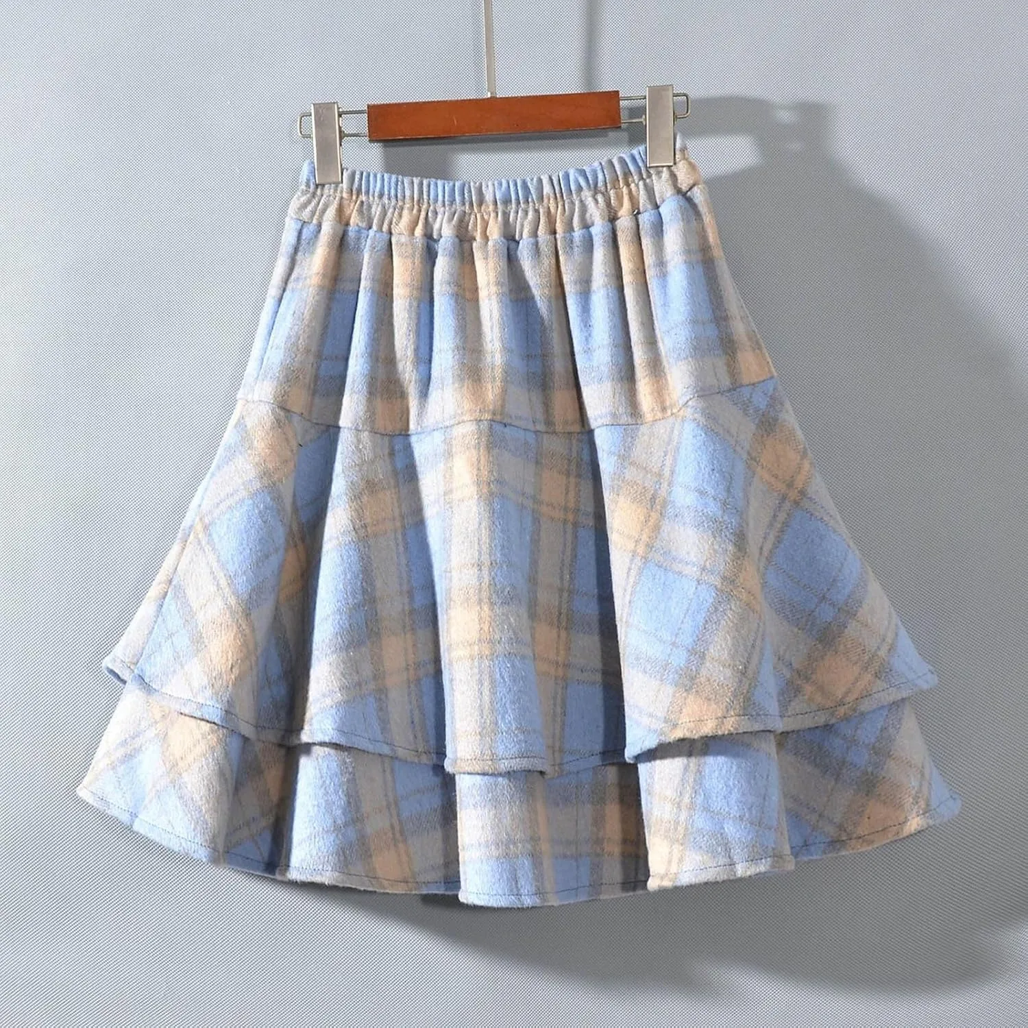 Womens Plaid Mini Skirts Vintage Tiered Tartan Skirt High Waisted Elastic Pleated Skirts A Line Y2k Sports Skirt