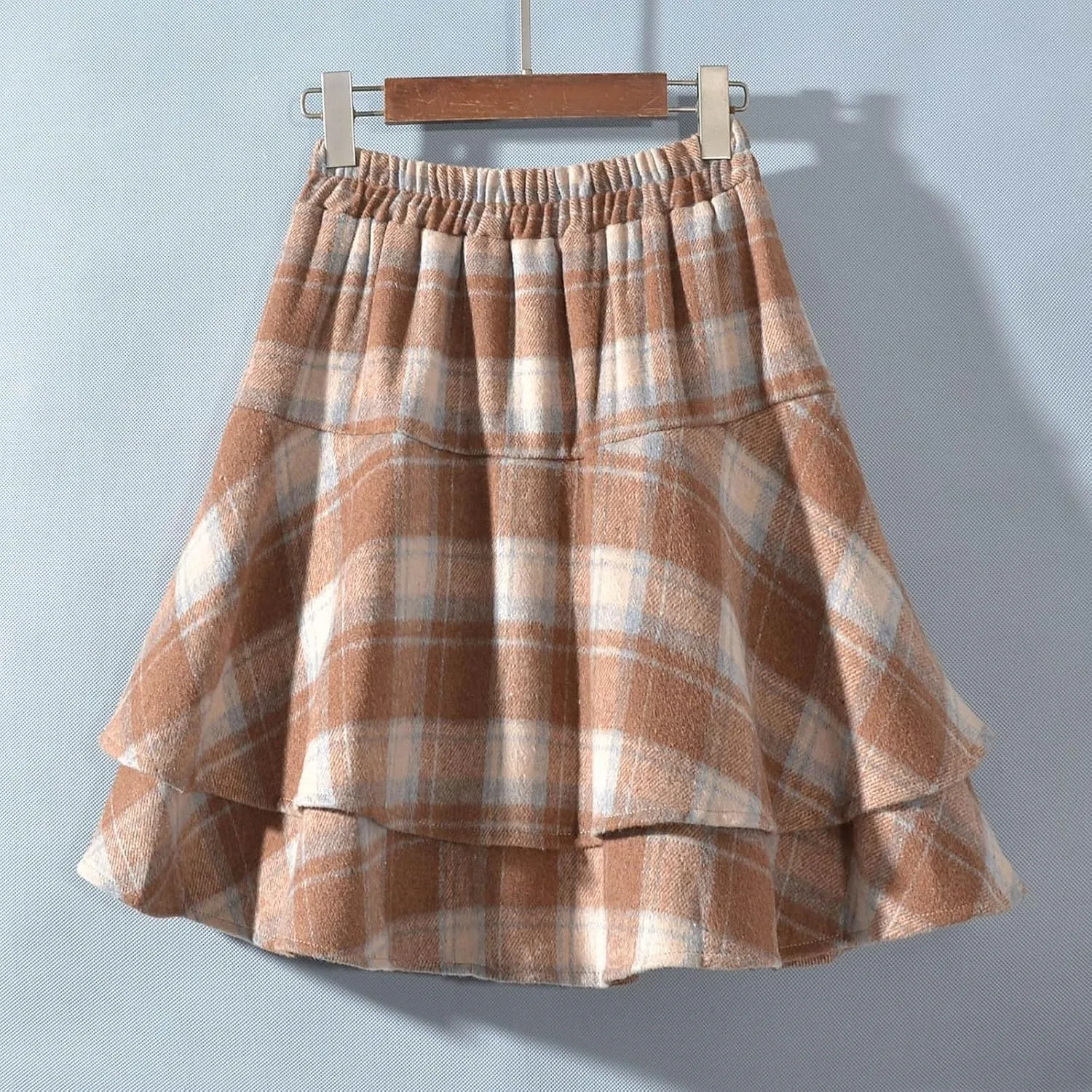 Womens Plaid Mini Skirts Vintage Tiered Tartan Skirt High Waisted Elastic Pleated Skirts A Line Y2k Sports Skirt