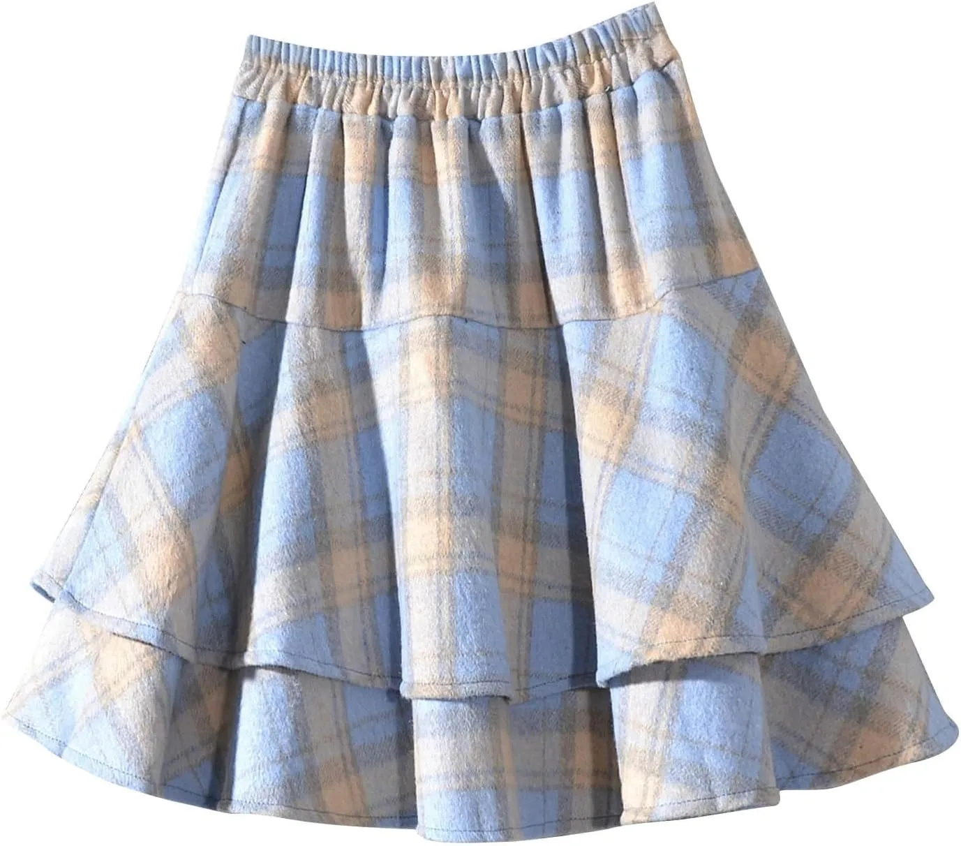Womens Plaid Mini Skirts Vintage Tiered Tartan Skirt High Waisted Elastic Pleated Skirts A Line Y2k Sports Skirt