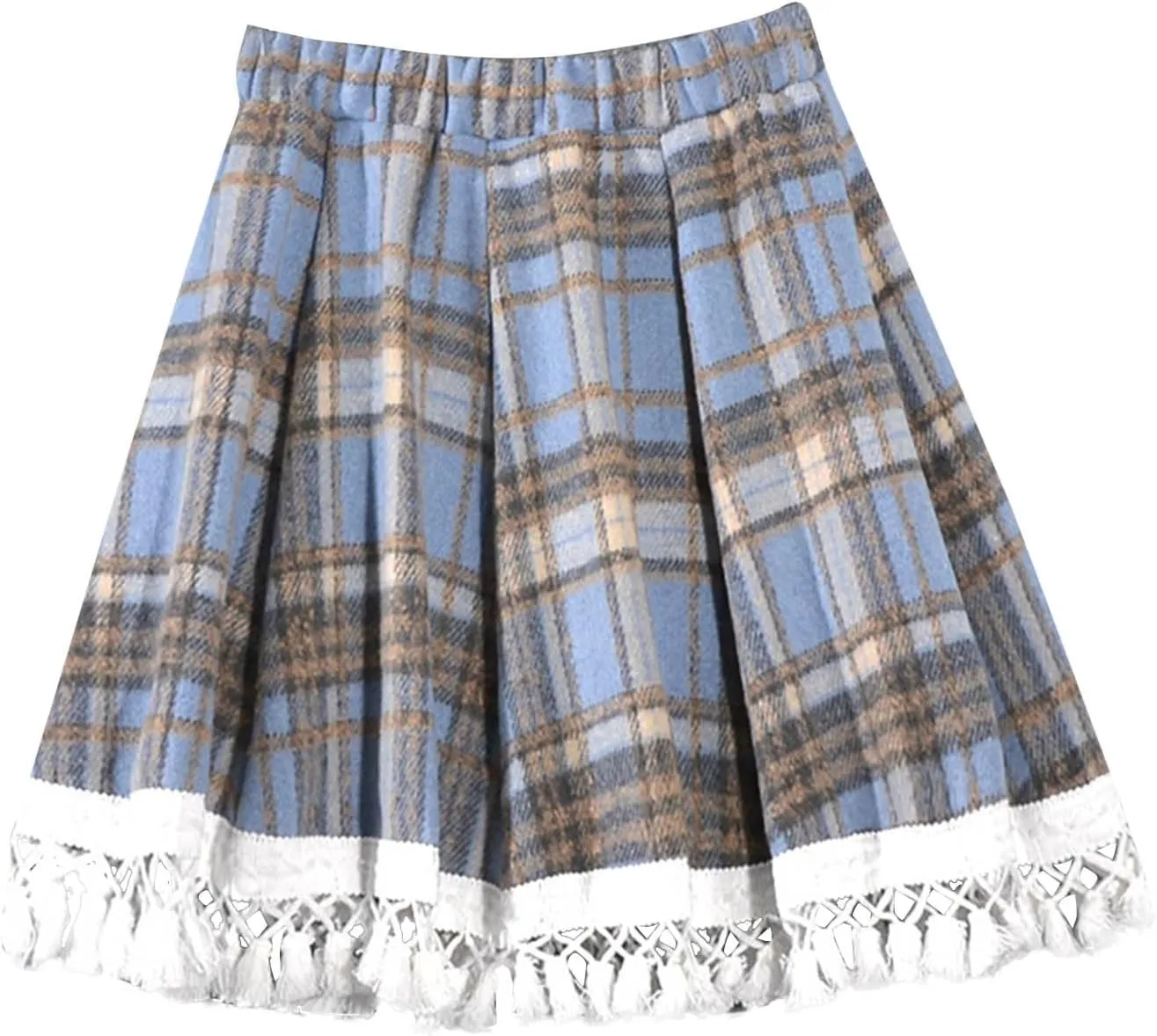 Womens Plaid Mini Skirts Vintage Tiered Tartan Skirt High Waisted Elastic Pleated Skirts A Line Y2k Sports Skirt