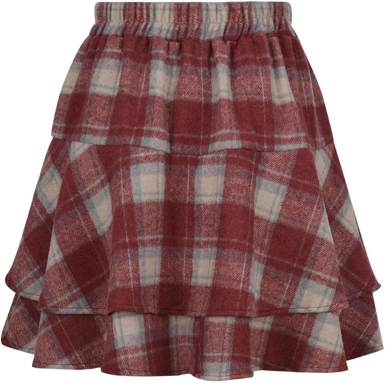 Womens Plaid Mini Skirts Vintage Tiered Tartan Skirt High Waisted Elastic Pleated Skirts A Line Y2k Sports Skirt
