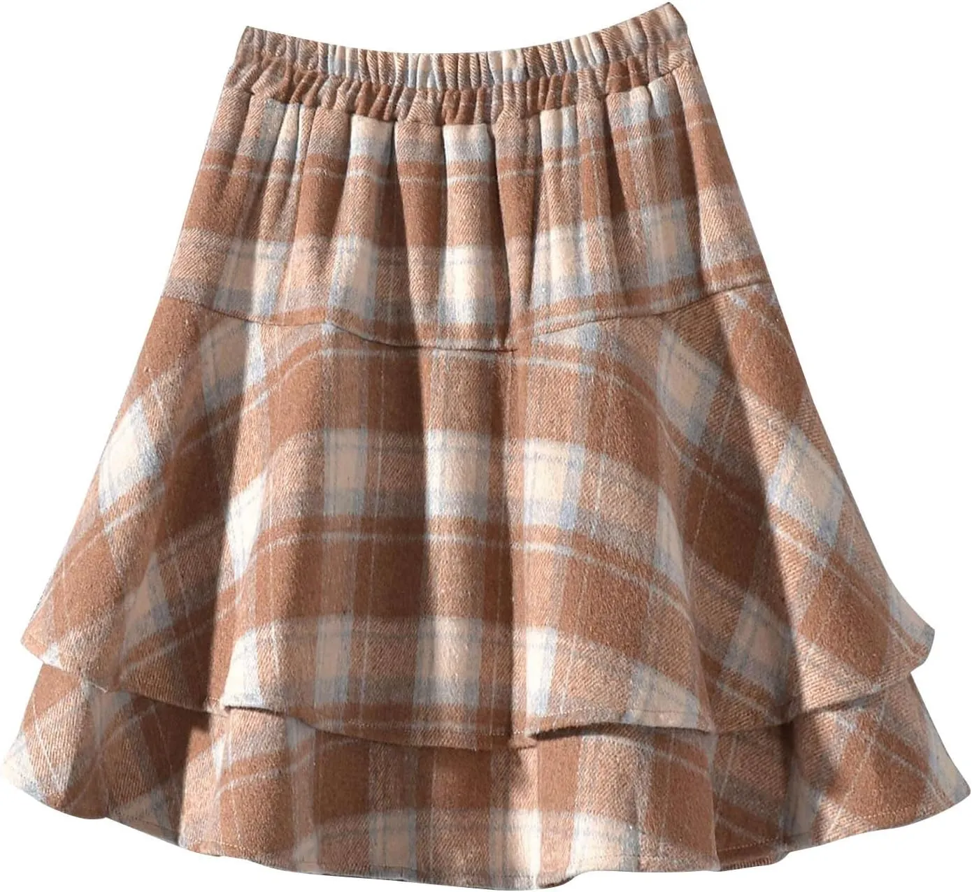 Womens Plaid Mini Skirts Vintage Tiered Tartan Skirt High Waisted Elastic Pleated Skirts A Line Y2k Sports Skirt