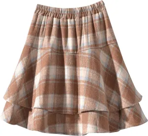 Womens Plaid Mini Skirts Vintage Tiered Tartan Skirt High Waisted Elastic Pleated Skirts A Line Y2k Sports Skirt