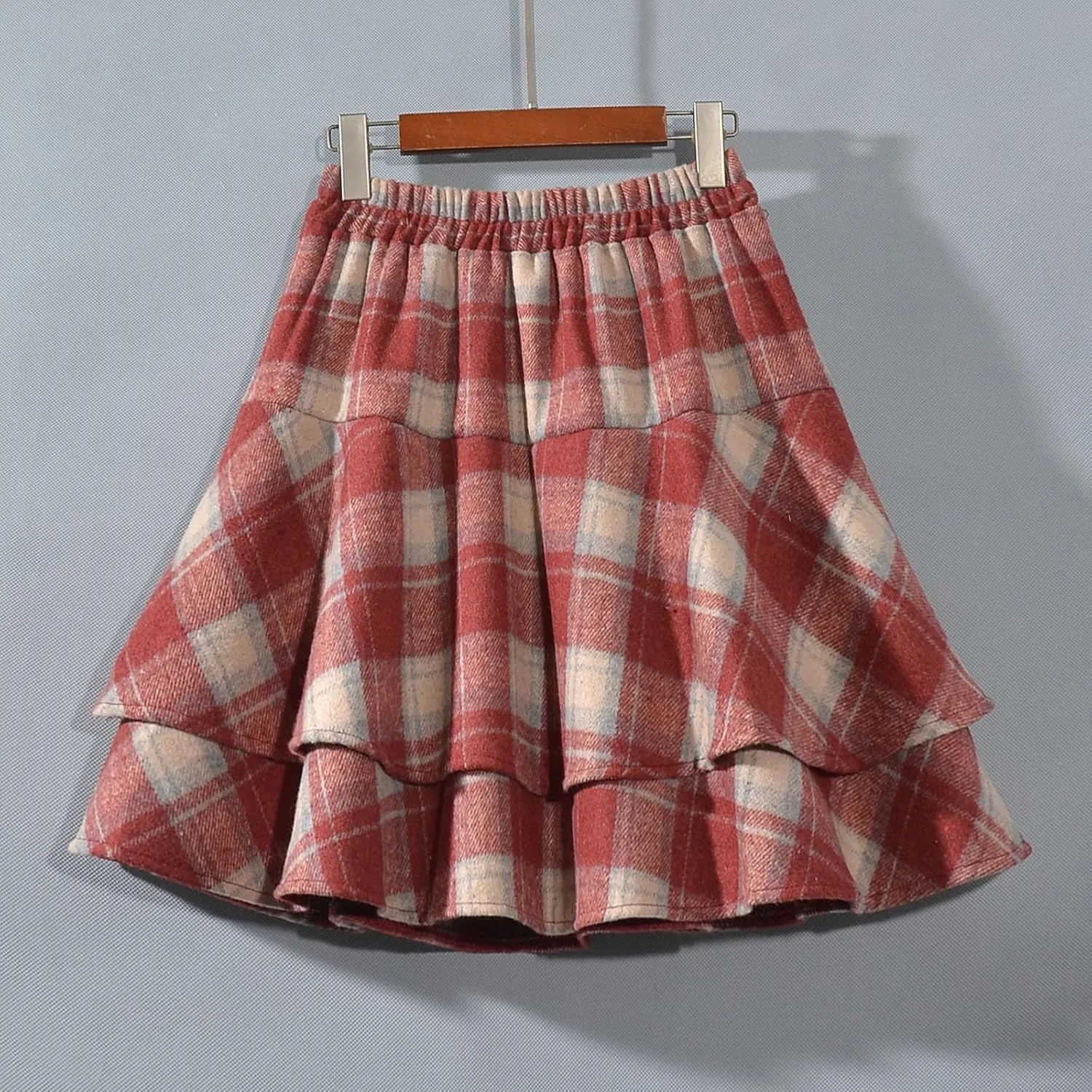 Womens Plaid Mini Skirts Vintage Tiered Tartan Skirt High Waisted Elastic Pleated Skirts A Line Y2k Sports Skirt