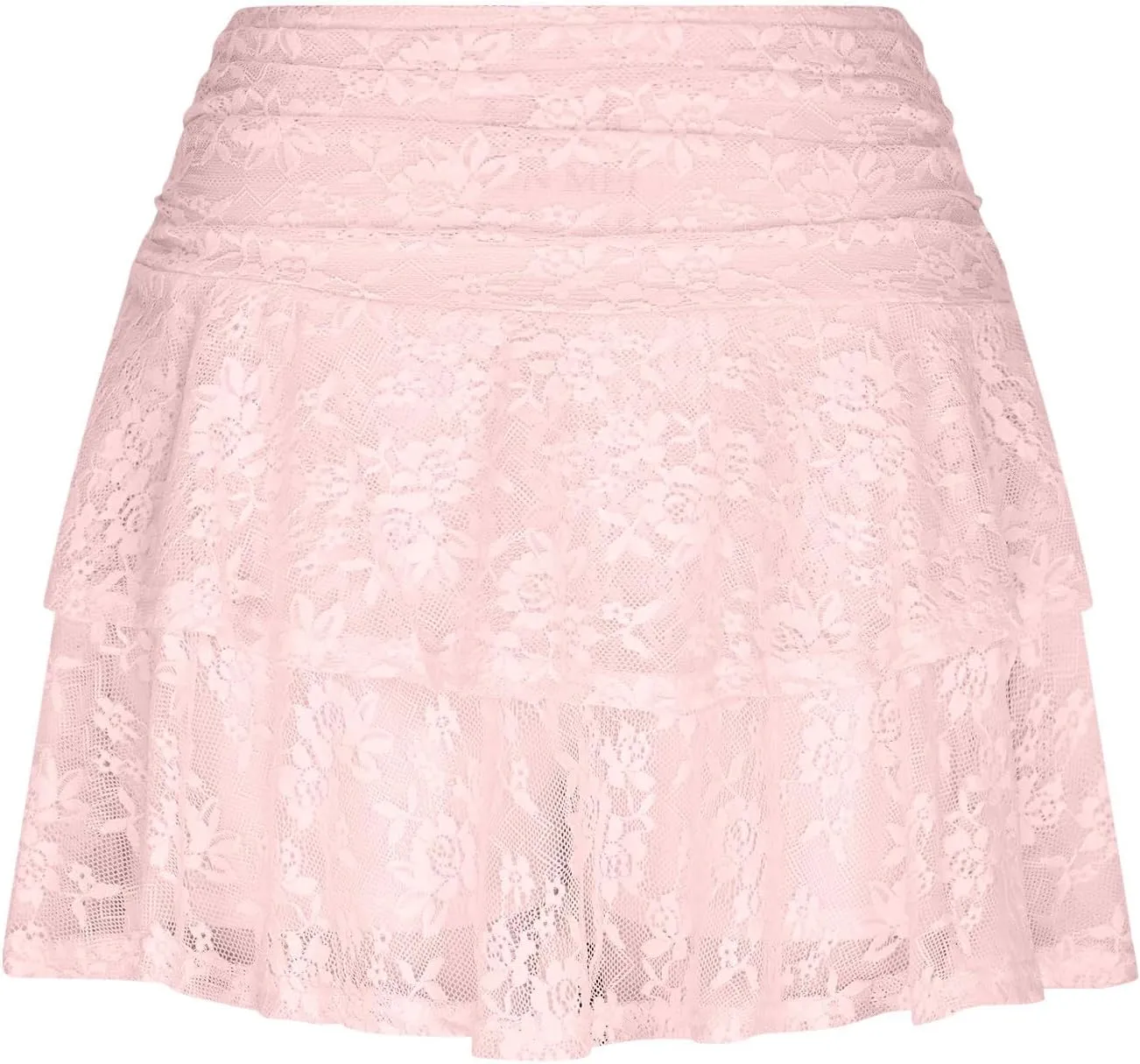 Women's Pleated Mini Skirt Sexy Lace High Waisted Ruffles Lingerie Short Skirts 2025 Elegant Pleated Layered Skirts