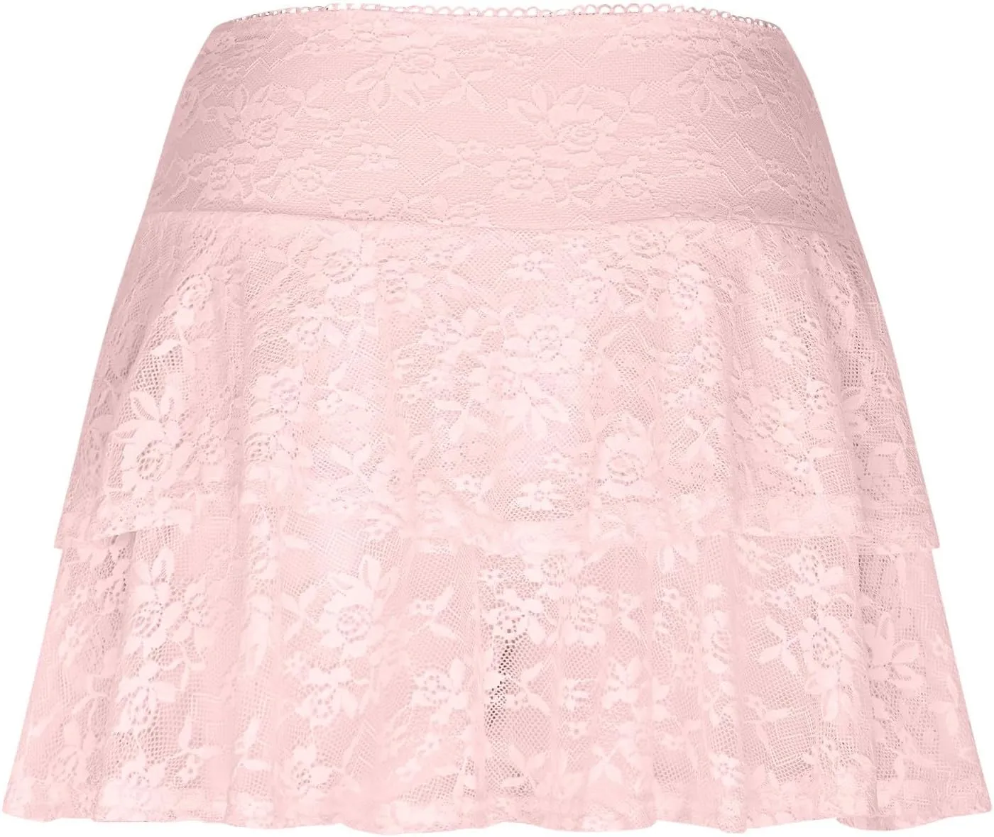 Women's Pleated Mini Skirt Sexy Lace High Waisted Ruffles Lingerie Short Skirts 2025 Elegant Pleated Layered Skirts