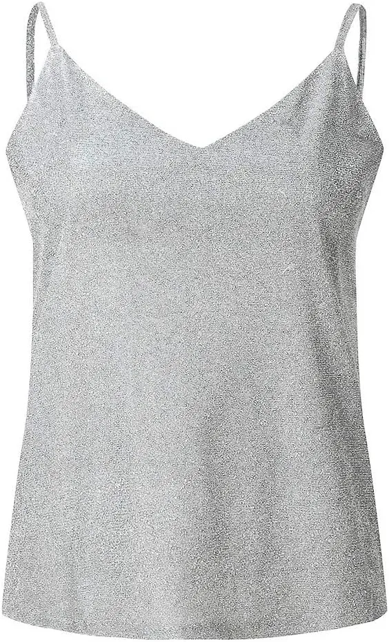 Womens Plus Size Camisole Tank Tops V Neck Sleeveless Baggy Summer 2024 Trendy Cami Blouses