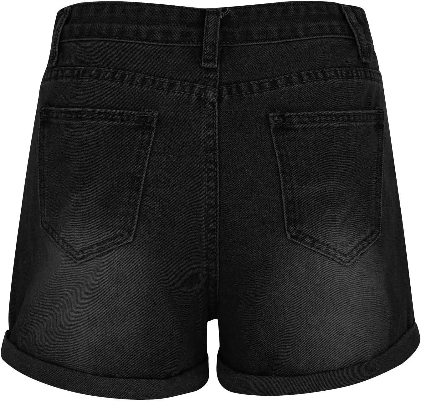Women's Ripped Denim Shorts High Waisted Stretchy Cuffed Hem Jean Shorts Summer Trendy Short Pants with Pockets