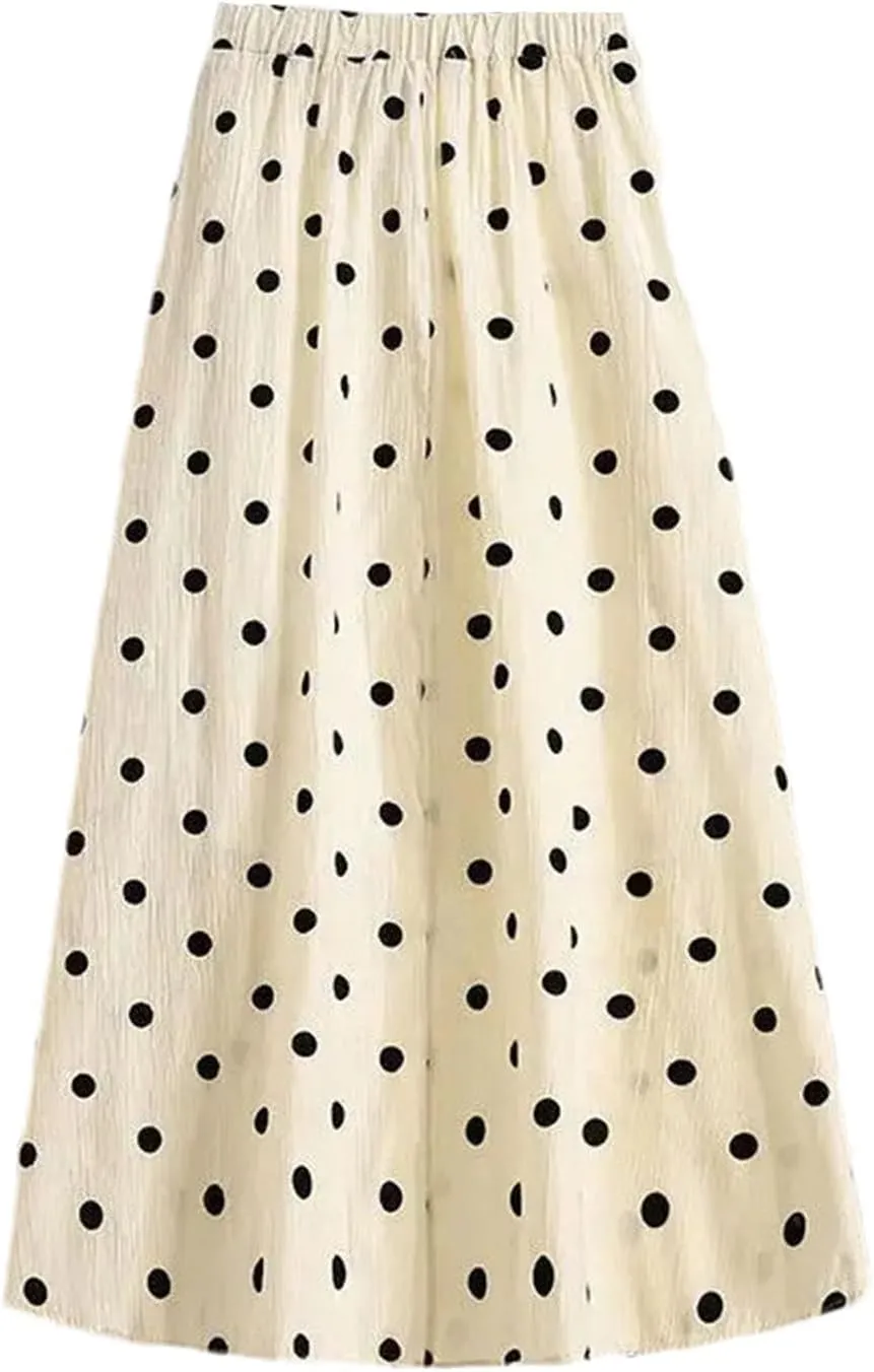 Women's Ruffles Printing A-Line Skirt Summer Elastic Waist Casual Slim Skirt