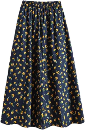 Women's Ruffles Printing A-Line Skirt Summer Elastic Waist Casual Slim Skirt
