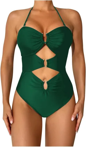Women's Sexy Cutout Swimsuit One Piece Tummy Control Bathing Suit Backless High Cut Swimwear Summer Beach Monokini