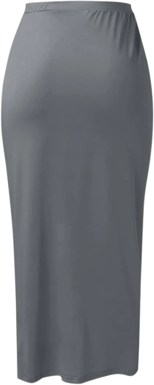 Womens Solid Draped Slit High Elastic Waist Casual Skirt Wrap Waist Asymmetrical Skirt Fashion Skirts for Women