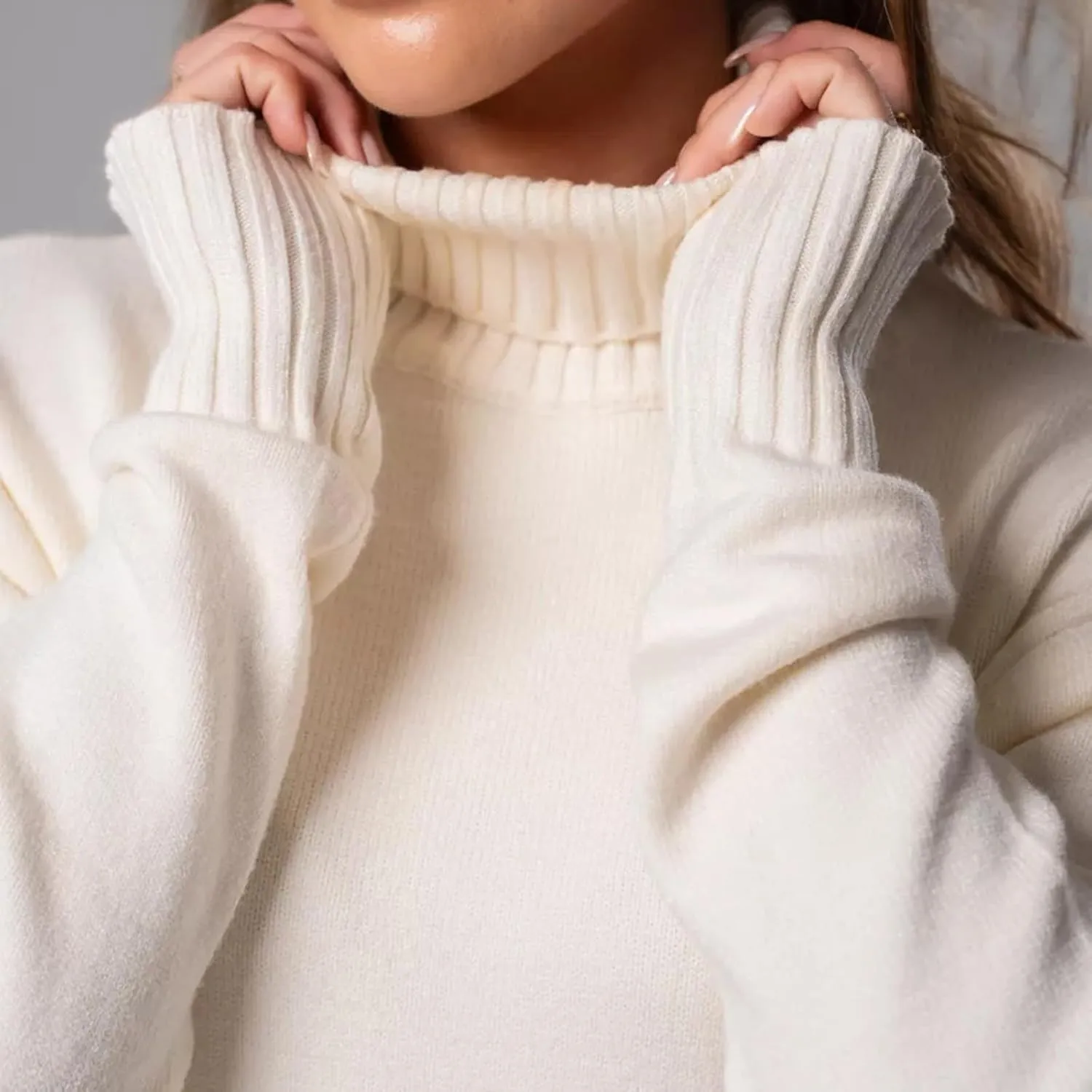 Women's Sweater Dress Winter Fashion High Neck Solid Color Premium Feeling Pairing Casual Loose Sweater Dresses