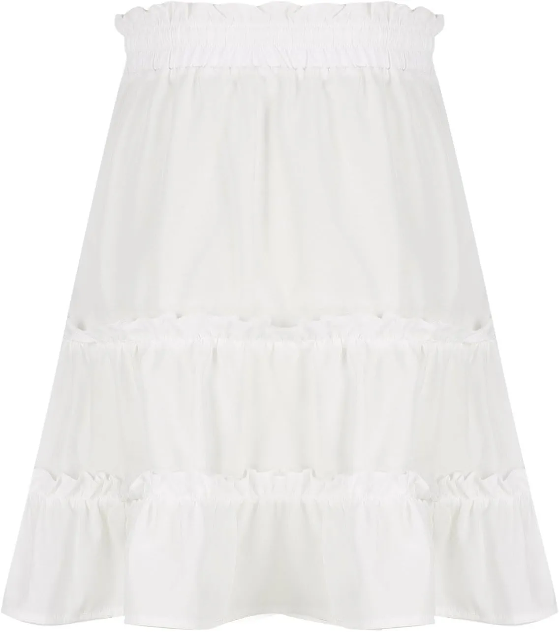 Women's Tiered Mini Skirts Elastic Ruffle Hem Beach Skirt Drawstring Stretch Flowy Pleated Boho Skirts