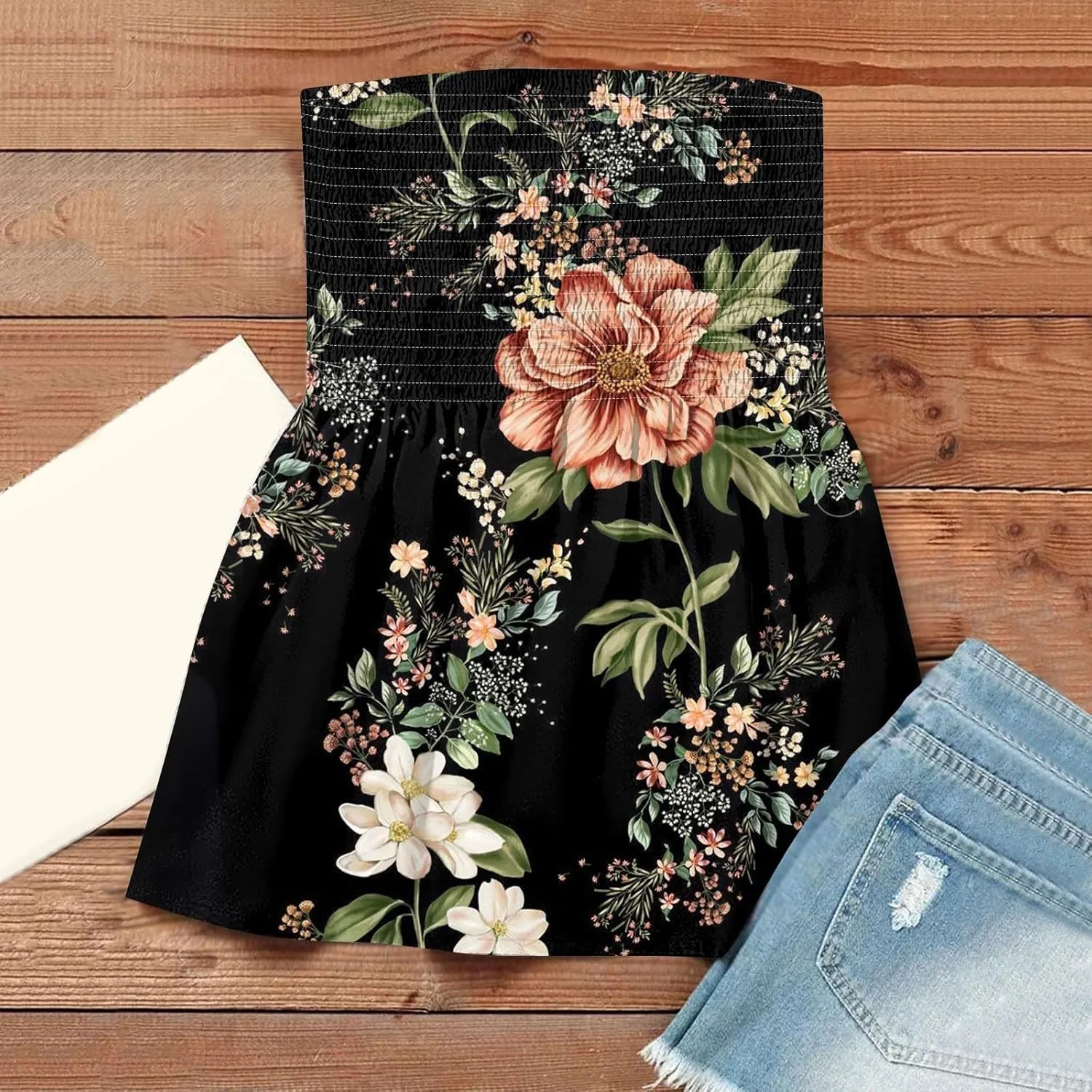 Women's Tube Tops Summer Casual Bandeau Tank Casual Strapless Blouse Off The Shoulder Tunic Shirts Plus Size
