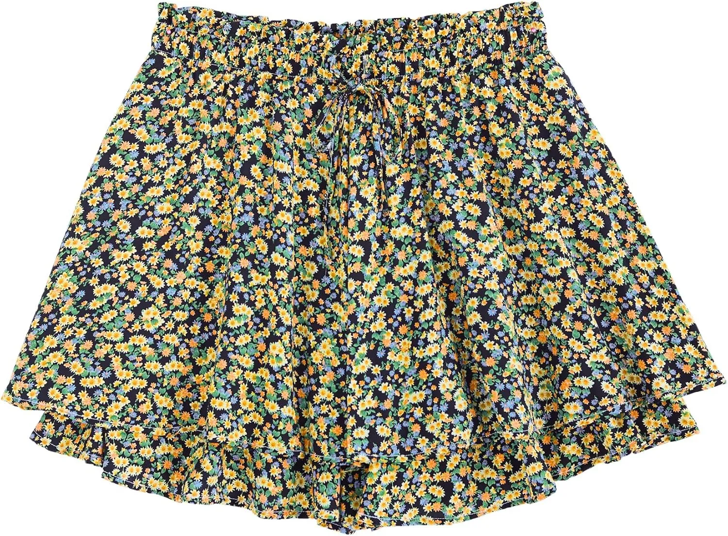Women's Women's Summer Flowy Ruffle Hem Skirt Elastic High Waist Casual Boho Floral Skorts