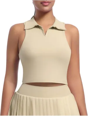 Women's Workout Tank Tops Casual Fashion V Neck Sleeveless Golf Shirts Summer Athletic Workout Quick Dry Blouse