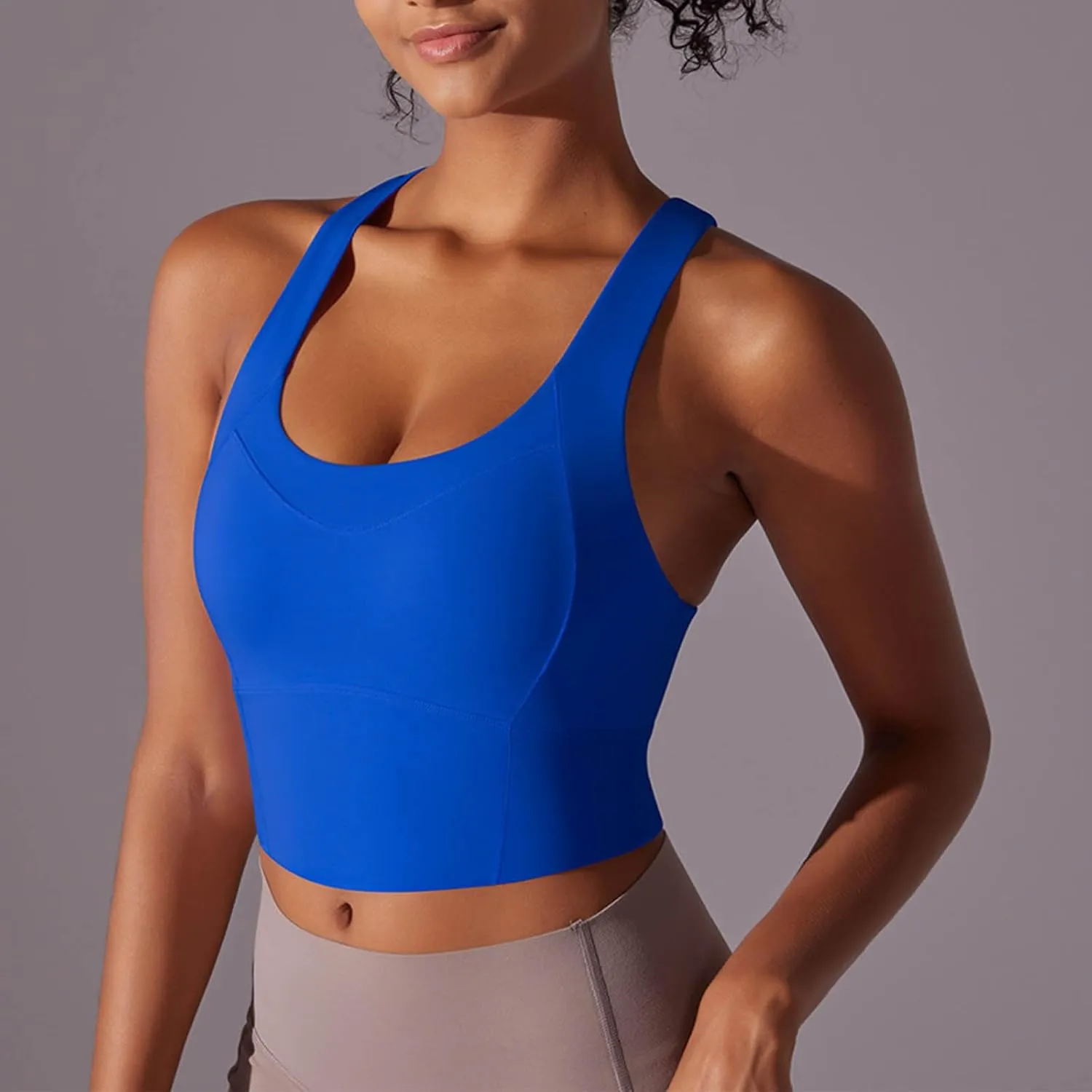 Workout Tank Tops Woman Racerback Cropped Tank Tops Sleeveless Athletic Yoga Camisole Gym Clothes with Built in Bra