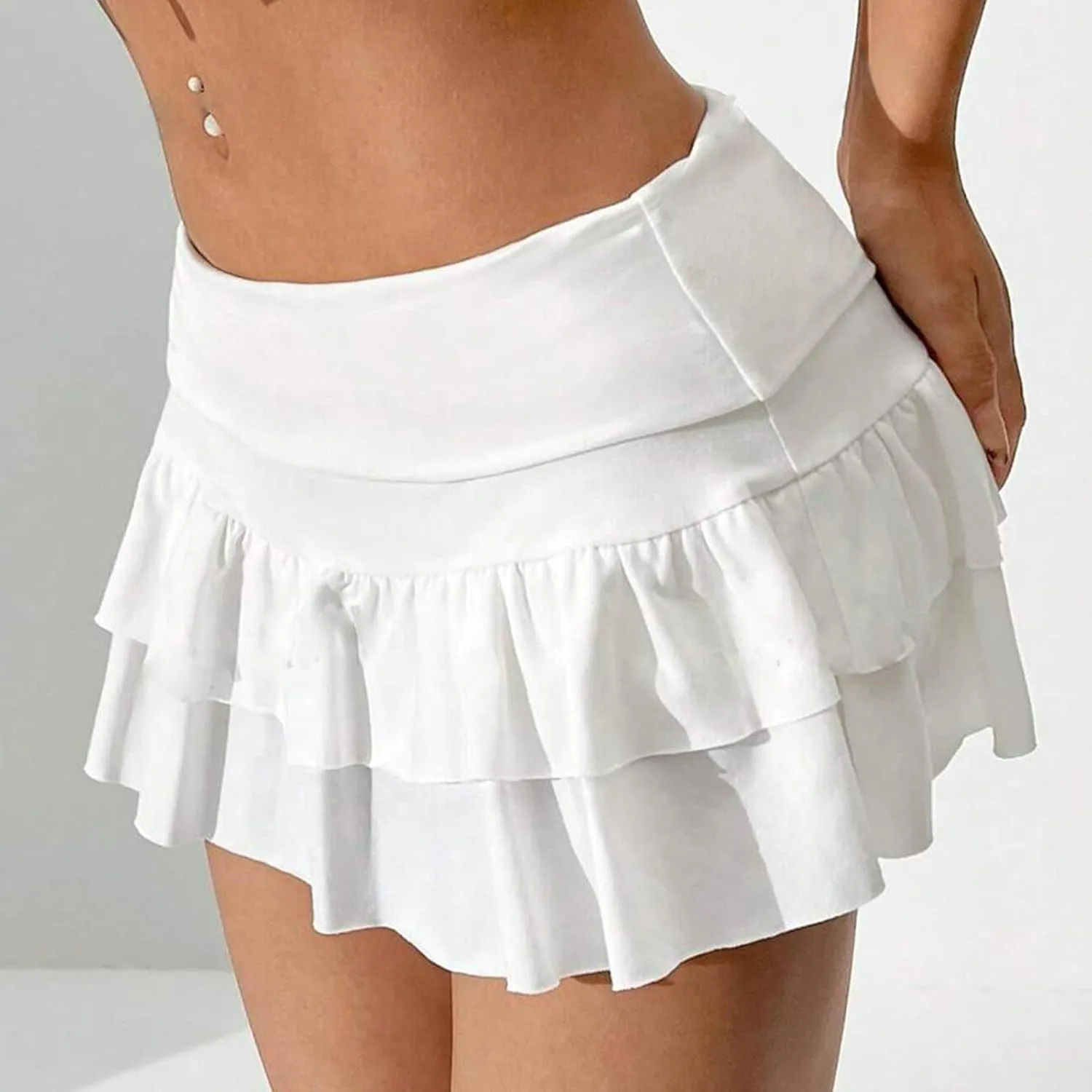 Y2k Sexy Micro Mini Skirt for Women Low Rise Pleated Ruffle Lingerie Short Skirts Tight Skirt Goth Rave Novelty Skirts