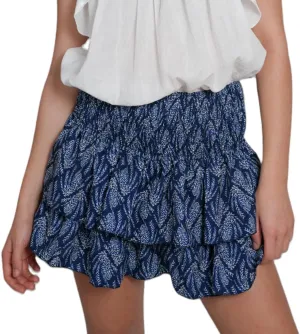 Y2k Tiered Ruffle Mini Skirt Women Smocked High Elastic Waist A-Line Pleated Flowy Boho Skater Short Skirt