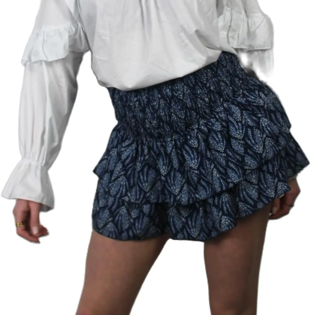 Y2k Tiered Ruffle Mini Skirt Women Smocked High Elastic Waist A-Line Pleated Flowy Boho Skater Short Skirt