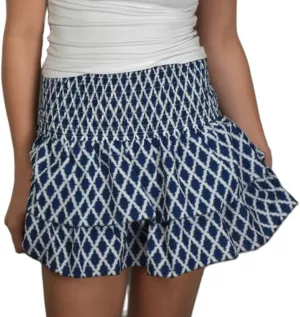 Y2k Tiered Ruffle Mini Skirt Women Smocked High Elastic Waist A-Line Pleated Flowy Boho Skater Short Skirt