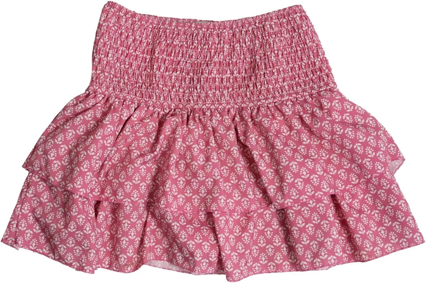 Y2k Tiered Ruffle Mini Skirt Women Smocked High Elastic Waist A-Line Pleated Flowy Boho Skater Short Skirt
